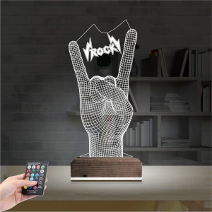 Rock Hand Müzik 3D Lamba - Masa Gece Lambası Rock Hand Müzik 3D Lamba - Masa Gece Lambası