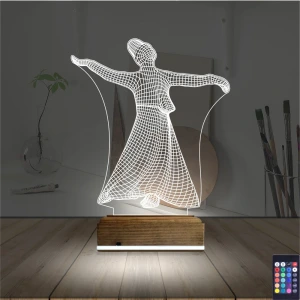 Semazen Mevlana 3D Lamba - Masa Gece Lambası Semazen Mevlana 3D Lamba - Masa Gece Lambası
