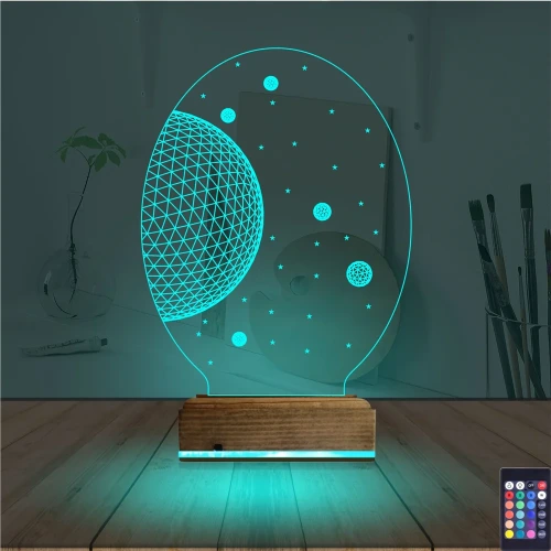 Uzay Gezegen 3D Lamba - Masa Gece Lambası