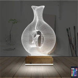 Minimalist Vazo Kuş 3D Lamba - Masa Gece Lambası Minimalist Vazo Kuş 3D Lamba - Masa Gece Lambası