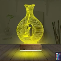 Minimalist Vazo Kuş 3D Lamba - Masa Gece Lambası