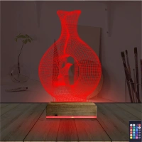 Minimalist Vazo Kuş 3D Lamba - Masa Gece Lambası