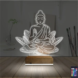 Lotus Çiçeği Yoga 3D Lamba - Masa Gece Lambası Lotus Çiçeği Yoga 3D Lamba - Masa Gece Lambası