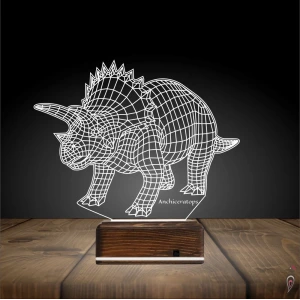 Dinozor Anchiceratops 3D Lamba - Masa Gece Lambası Dinozor Anchiceratops 3D Lamba - Masa Gece Lambası
