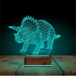 Dinozor Anchiceratops 3D Lamba - Masa Gece Lambası Dinozor Anchiceratops 3D Lamba - Masa Gece Lambası