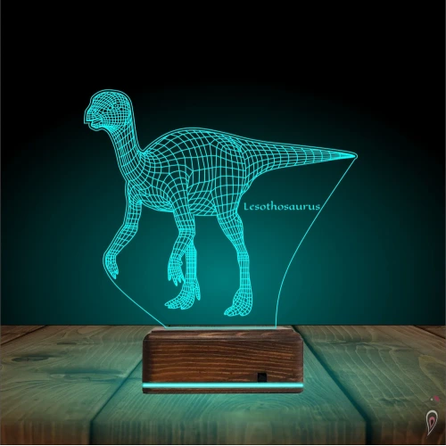 Dinozor Lesothosaurus 3D Lamba - Masa Gece Lambası