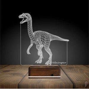 Dinozor Velociraptor 3D Lamba - Masa Gece Lambası Dinozor Velociraptor 3D Lamba - Masa Gece Lambası