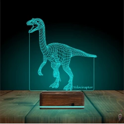 Dinozor Velociraptor 3D Lamba - Masa Gece Lambası Dinozor Velociraptor 3D Lamba - Masa Gece Lambası