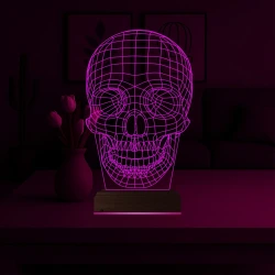 Kuru Kafa İskelet Tasarım 3D Lamba - Masa Gece Lambası Kuru Kafa İskelet Tasarım 3D Lamba - Masa Gece Lambası
