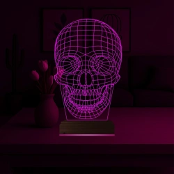 Kuru Kafa İskelet Tasarım 3D Lamba - Masa Gece Lambası