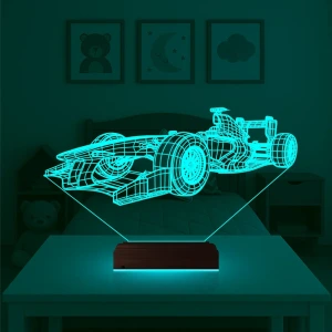 Formula Yarış Arabası 3D Lamba - Masa Gece Lambası Formula Yarış Arabası 3D Lamba - Masa Gece Lambası