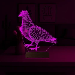 Güvercin Kuş 3D Lamba - Masa Gece Lambası Güvercin Kuş 3D Lamba - Masa Gece Lambası