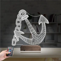 Denizci Çapa Kaptan 3D Lamba - Masa Gece Lambası