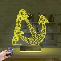 Denizci Çapa Kaptan 3D Lamba - Masa Gece Lambası
