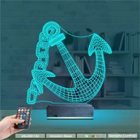 Denizci Çapa Kaptan 3D Lamba - Masa Gece Lambası