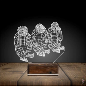 Üç Maymun 3D Lamba - Masa Gece Lambası Üç Maymun 3D Lamba - Masa Gece Lambası