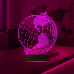 Dünya Globe Ofis Hediye 3D Lamba - Masa Gece Lambası Dünya Globe Ofis Hediye 3D Lamba - Masa Gece Lambası