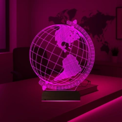 Dünya Globe Ofis Hediye 3D Lamba - Masa Gece Lambası