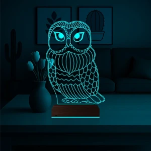 Baykuş Tasarım 3D Lamba - Masa Gece Lambası Baykuş Tasarım 3D Lamba - Masa Gece Lambası