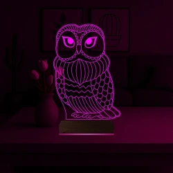 Baykuş Tasarım 3D Lamba - Masa Gece Lambası Baykuş Tasarım 3D Lamba - Masa Gece Lambası