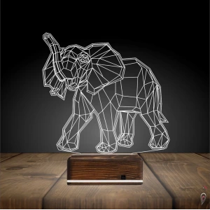 Fil Polygonal 3D Lamba - Masa Gece Lambası Fil Polygonal 3D Lamba - Masa Gece Lambası