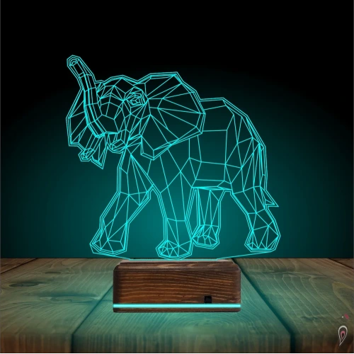 Fil Polygonal 3D Lamba - Masa Gece Lambası