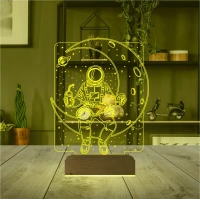 Astronot Ay Gezegen 3D Lamba - Masa Gece Lambası