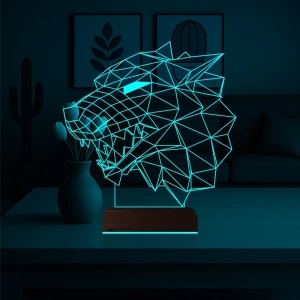 Kurt Başı 3D Lamba - Masa Gece Lambası Kurt Başı 3D Lamba - Masa Gece Lambası