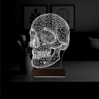 Kuru Kafa İskelet 3D Lamba - Masa Gece Lambası