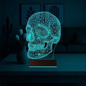 Kuru Kafa İskelet 3D Lamba - Masa Gece Lambası Kuru Kafa İskelet 3D Lamba - Masa Gece Lambası
