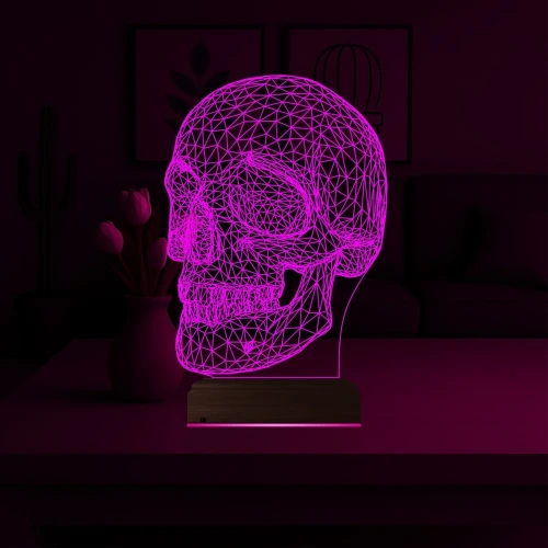 Kuru Kafa İskelet 3D Lamba - Masa Gece Lambası