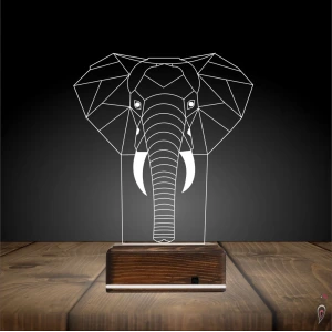 Fil Polygonal 3D Lamba - Masa Gece Lambası Fil Polygonal 3D Lamba - Masa Gece Lambası