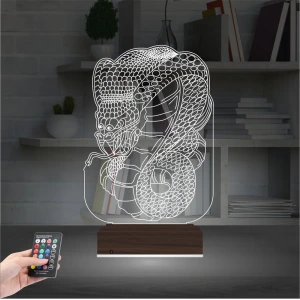 Yılan Tattoo Tato Tasarım 3D Lamba - Masa Gece Lambası Yılan Tattoo Tato Tasarım 3D Lamba - Masa Gece Lambası