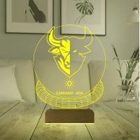 Crypto Cardano Ada Coin Kripto Finans 3D Lamba - Masa Gece Lambası