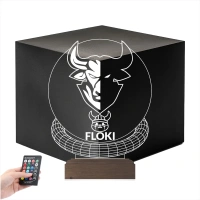 Crypto Floki Coin Kripto Finans 3D Lamba - Masa Gece Lambası