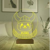 Crypto Floki Coin Kripto Finans 3D Lamba - Masa Gece Lambası