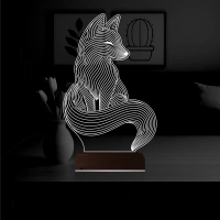 Dekoratif Tilki Tasarım 3D Lamba - Masa Gece Lambası