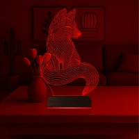 Dekoratif Tilki Tasarım 3D Lamba - Masa Gece Lambası
