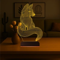 Dekoratif Tilki Tasarım 3D Lamba - Masa Gece Lambası