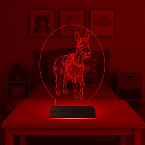Çocuk Odası Eşek 3D Lamba - Masa Gece Lambası