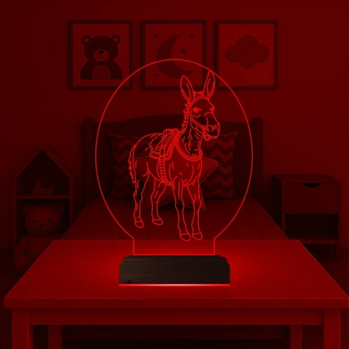 Çocuk Odası Eşek 3D Lamba - Masa Gece Lambası