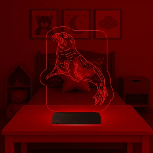Çocuk Odası Fok 3D Lamba - Masa Gece Lambası
