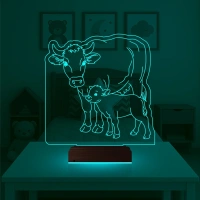Çocuk Odası İnek İnek Yavrusu 3D Lamba - Masa Gece Lambası