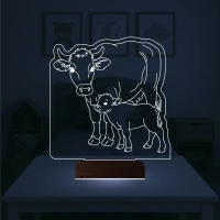 Çocuk Odası İnek İnek Yavrusu 3D Lamba - Masa Gece Lambası