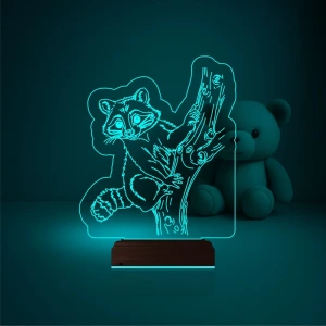 Çocuk Odası Rakun 3D Lamba - Masa Gece Lambası Çocuk Odası Rakun 3D Lamba - Masa Gece Lambası