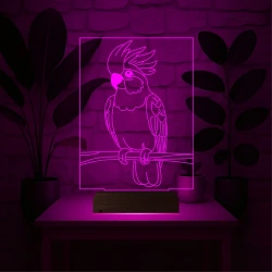 Kakadu Papağan Pet Shop 3D Lamba - Masa Gece Lambası Kakadu Papağan Pet Shop 3D Lamba - Masa Gece Lambası