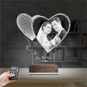 Kalp Sevgiliye Hediye Fotoğraflı 3D Lamba - Masa Gece Lambası Kalp Sevgiliye Hediye Fotoğraflı 3D Lamba - Masa Gece Lambası