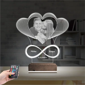 Kalp Sevgiliye Hediye Fotoğraflı 3D Lamba - Masa Gece Lambası Kalp Sevgiliye Hediye Fotoğraflı 3D Lamba - Masa Gece Lambası