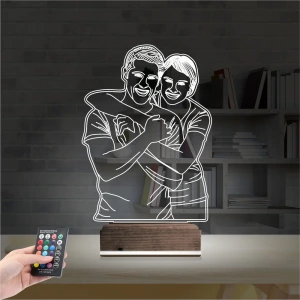 Çizim Kişiye Özel Fotoğraflı 3D Lamba - Masa Gece Lambası Çizim Kişiye Özel Fotoğraflı 3D Lamba - Masa Gece Lambası
