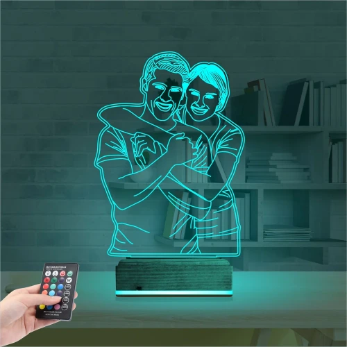Çizim Kişiye Özel Fotoğraflı 3D Lamba - Masa Gece Lambası